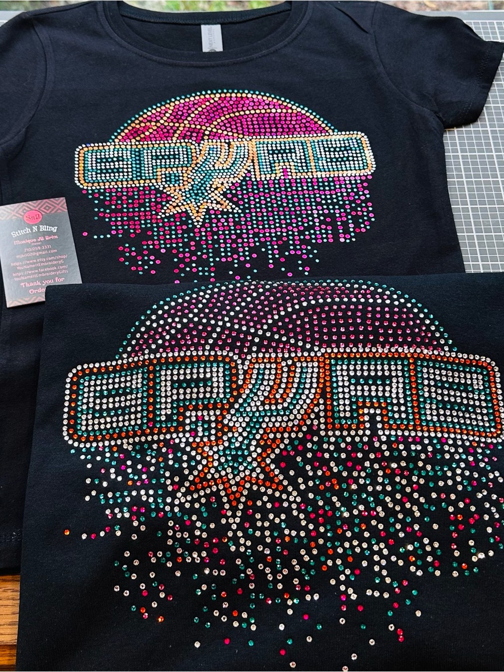 NEW San Antonio Sparkly Basketball 'SPURS' Bling Cap & Bling Tee Set - Picture 4 of 5